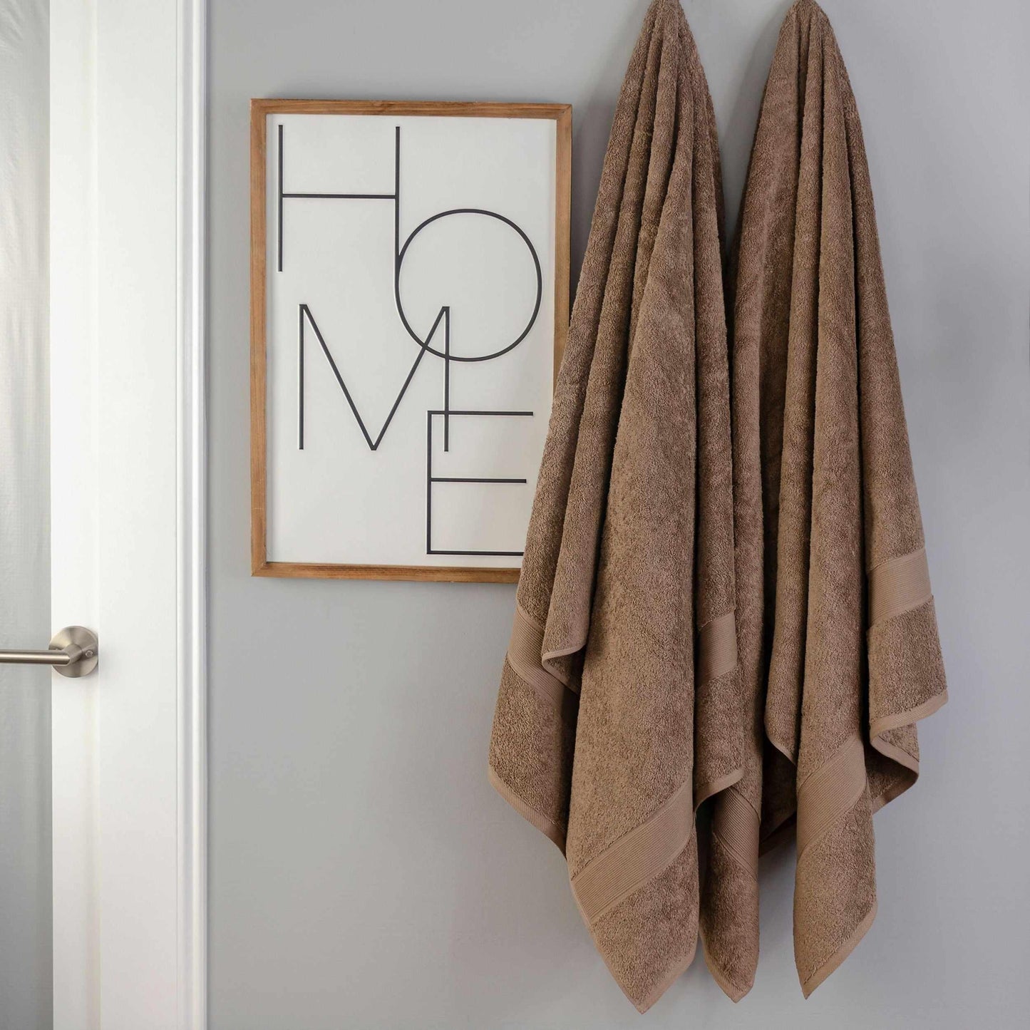 Modern Organic Solid 650 GSM 6- Pieces Bath Sheet Set - Taupe