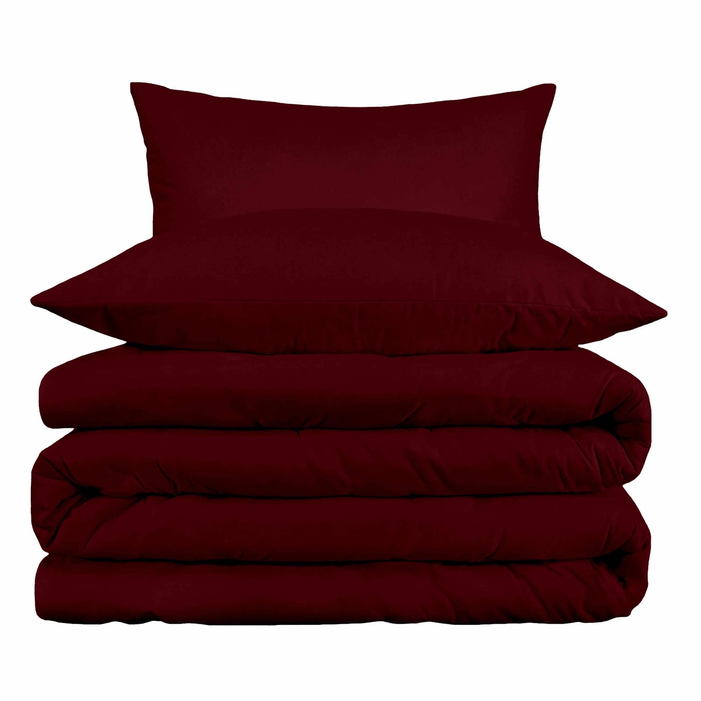 Superior Egyptian Cotton Solid All-Season Duvet Cover Set with Button Closure - Burgundy
