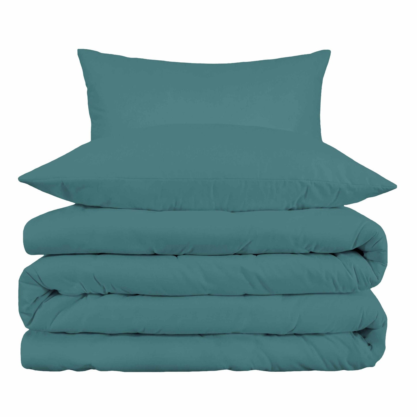Superior Egyptian Cotton Solid All-Season Duvet Cover Set with Button Closure - Deep Sea