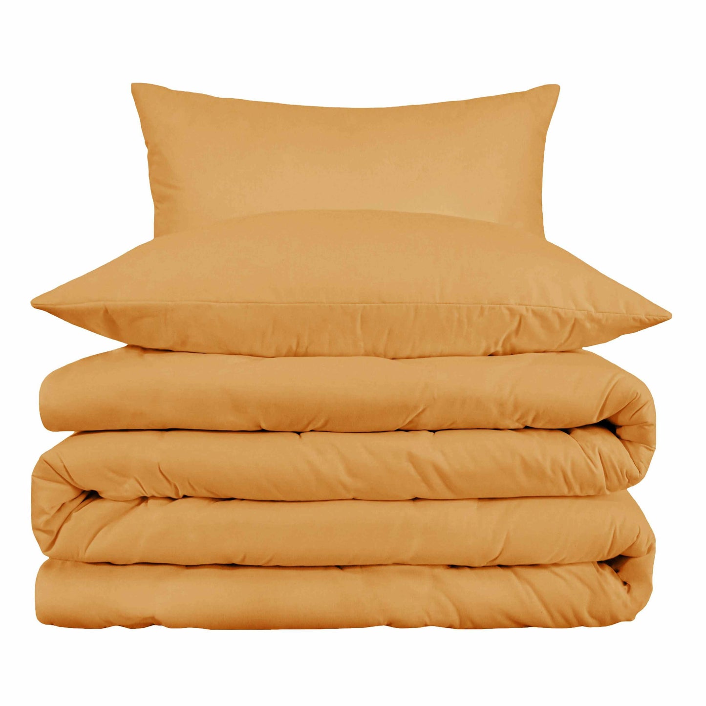 Superior Egyptian Cotton Solid All-Season Duvet Cover Set with Button Closure - Gold