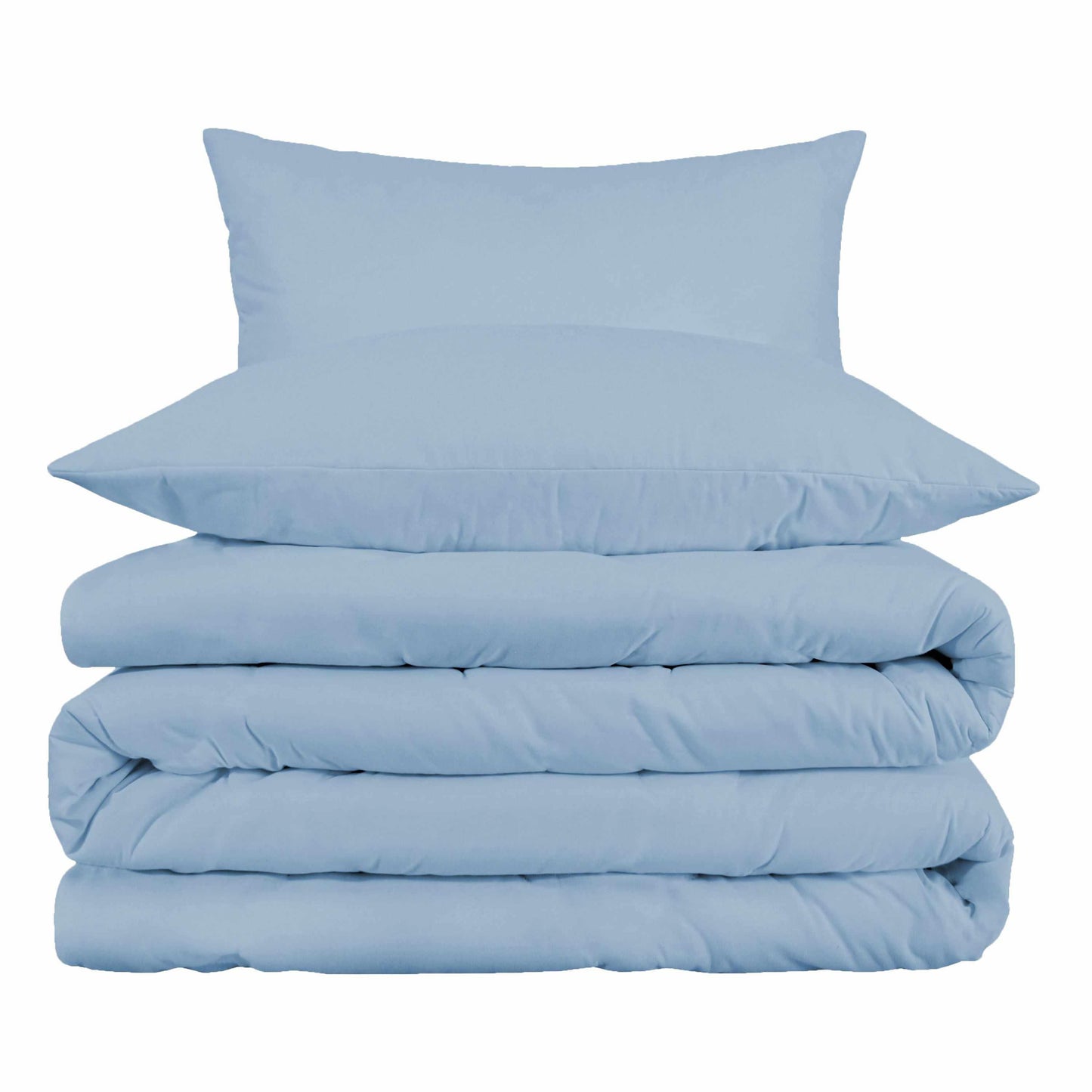 Superior Egyptian Cotton Solid All-Season Duvet Cover Set with Button Closure - Light Blue