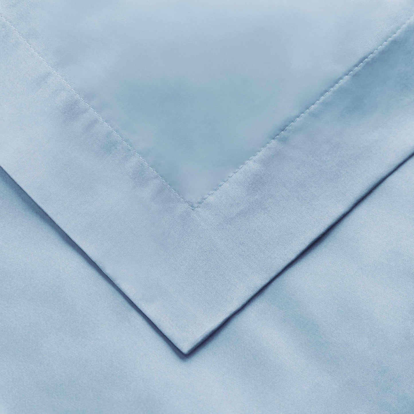Superior Egyptian Cotton Solid All-Season Duvet Cover Set with Button Closure - Light Blue