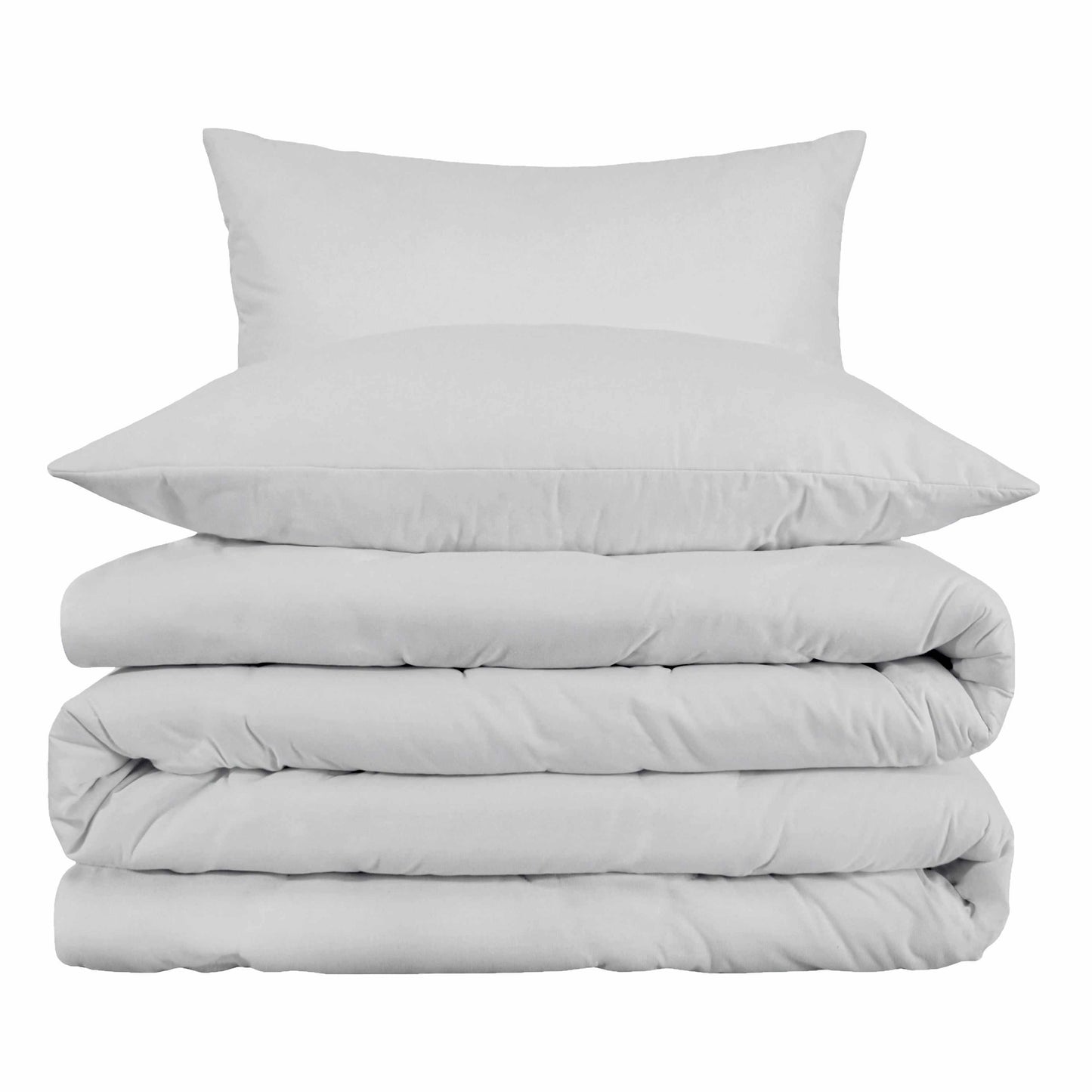 Superior Egyptian Cotton Solid All-Season Duvet Cover Set with Button Closure - Platinum