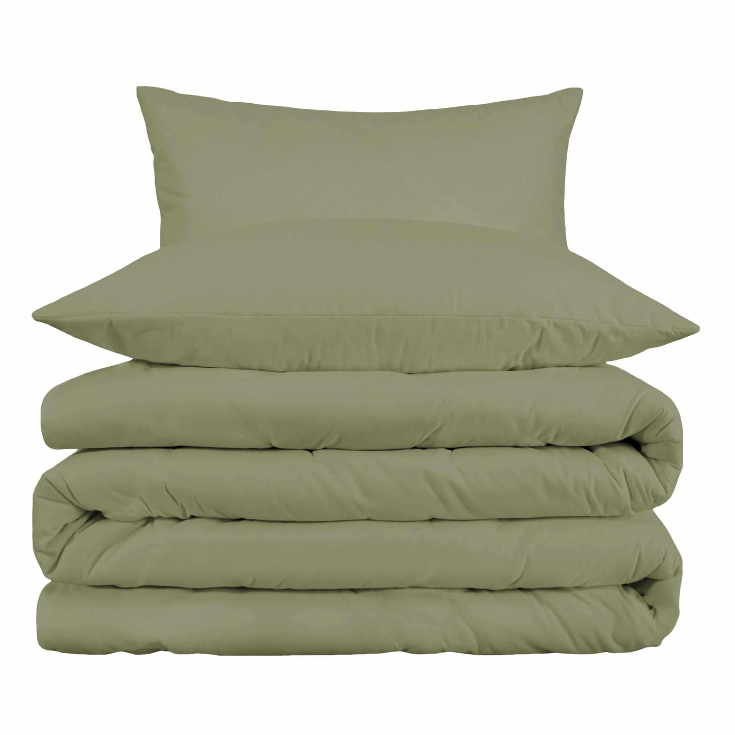 Superior Egyptian Cotton Solid All-Season Duvet Cover Set with Button Closure - Sage