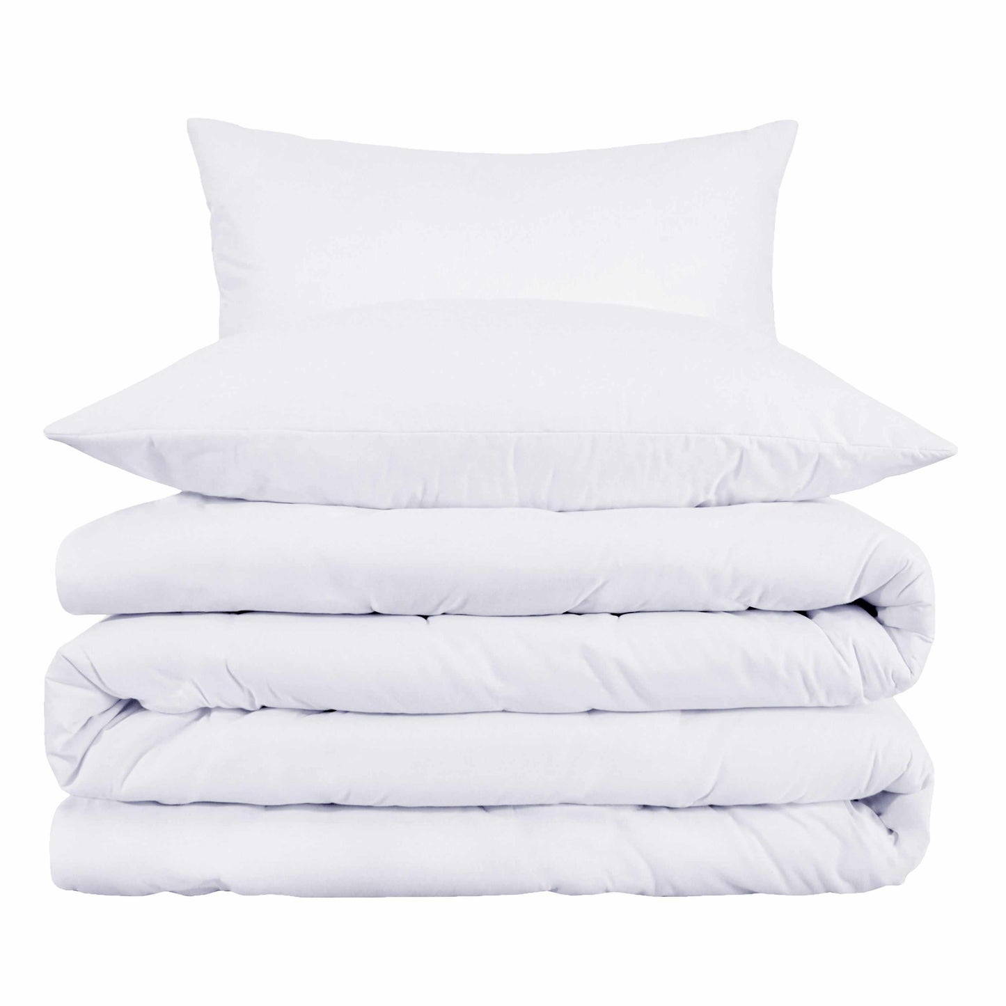 Superior Egyptian Cotton Solid All-Season Duvet Cover Set with Button Closure - White