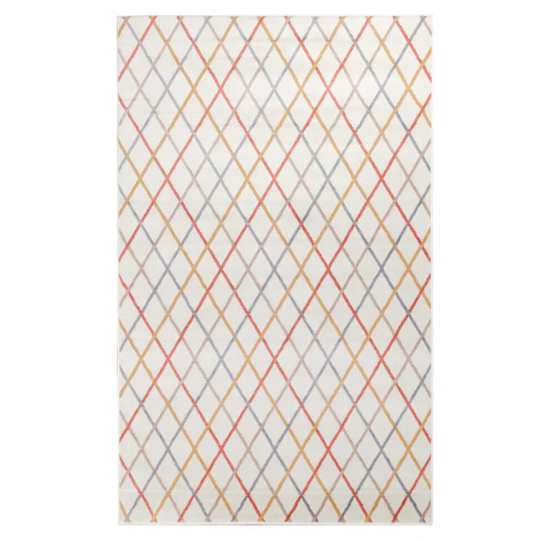 Ellis Diamond Trellis Modern Indoor Area Rug - Bone