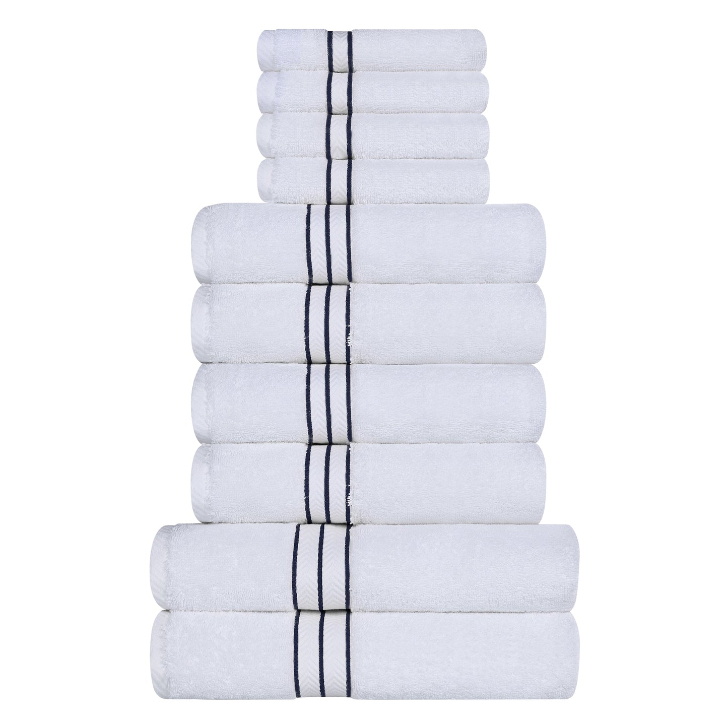 Ultra-Plush Turkish Cotton Hotel Collection Super Absorbent Solid Luxury Bathroom Set - Navy Blue