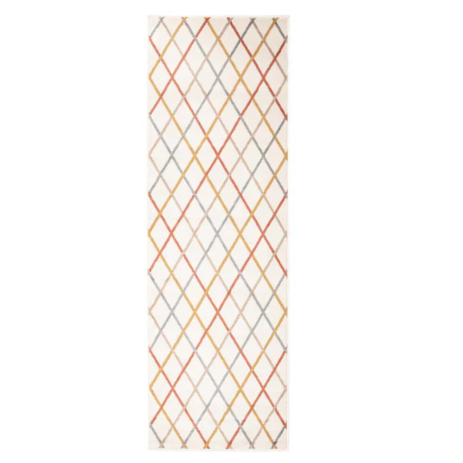 Ellis Diamond Trellis Modern Indoor Area Rug - Bone