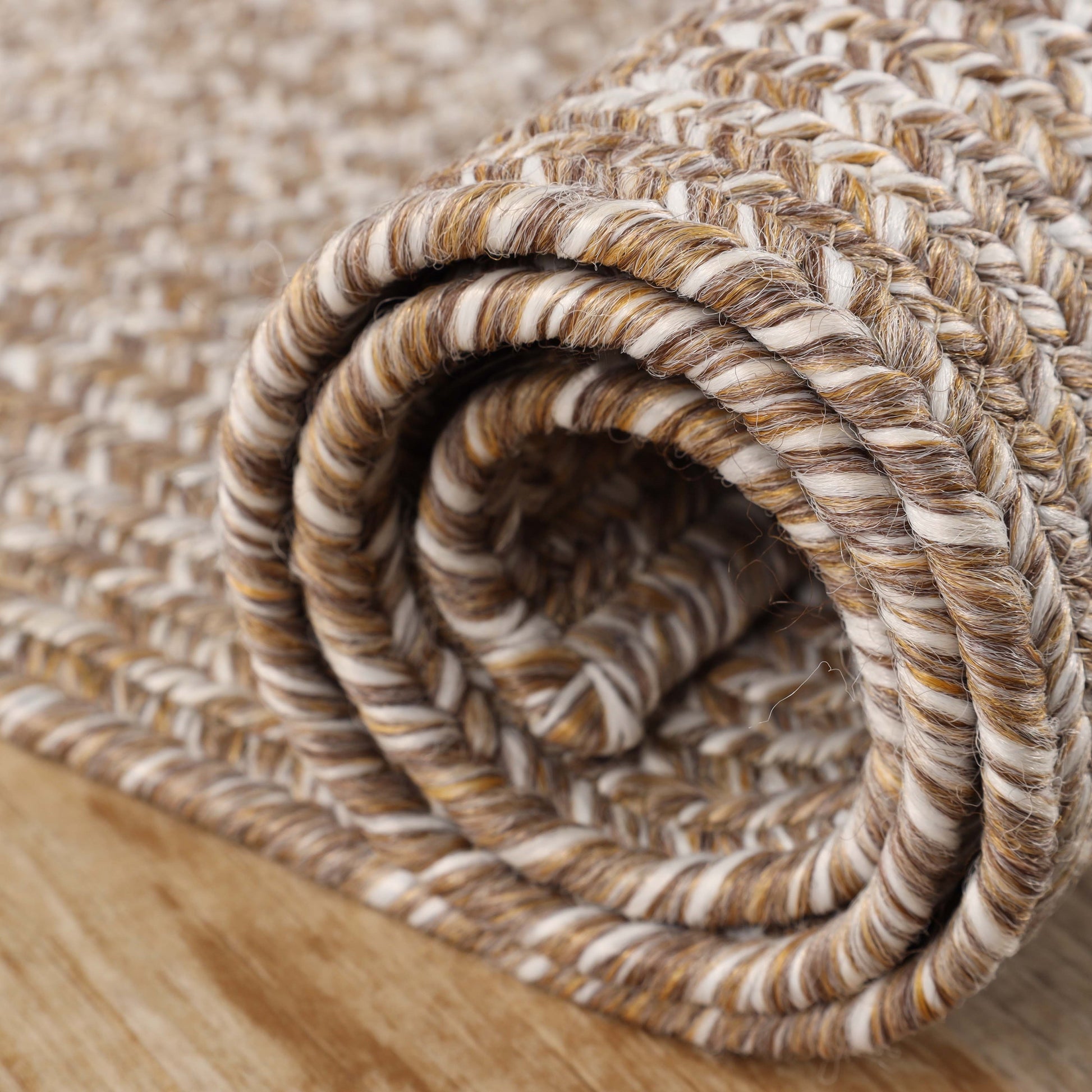 Superior Bohemian Multi-Toned Braided Patterned Indoor Outdoor Area Rug - Latte-White