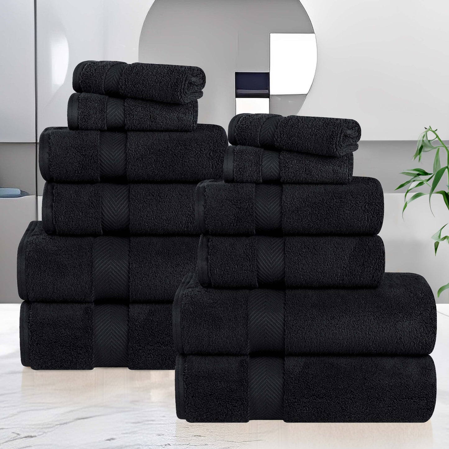 Zero Twist Cotton Ultra-Soft Absorbent Assorted - Black