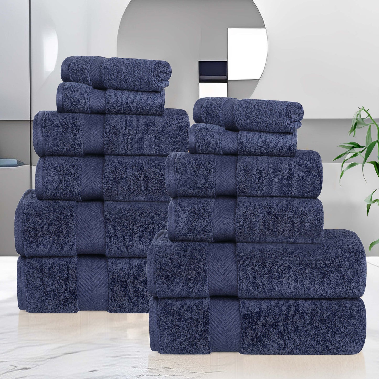 Zero Twist Cotton Ultra-Soft Absorbent Assorted - Midnight Blue