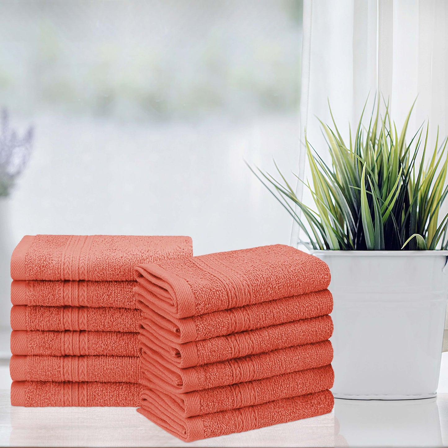 Eco-Friendly Ring Spun Cotton Towel Set - Coral