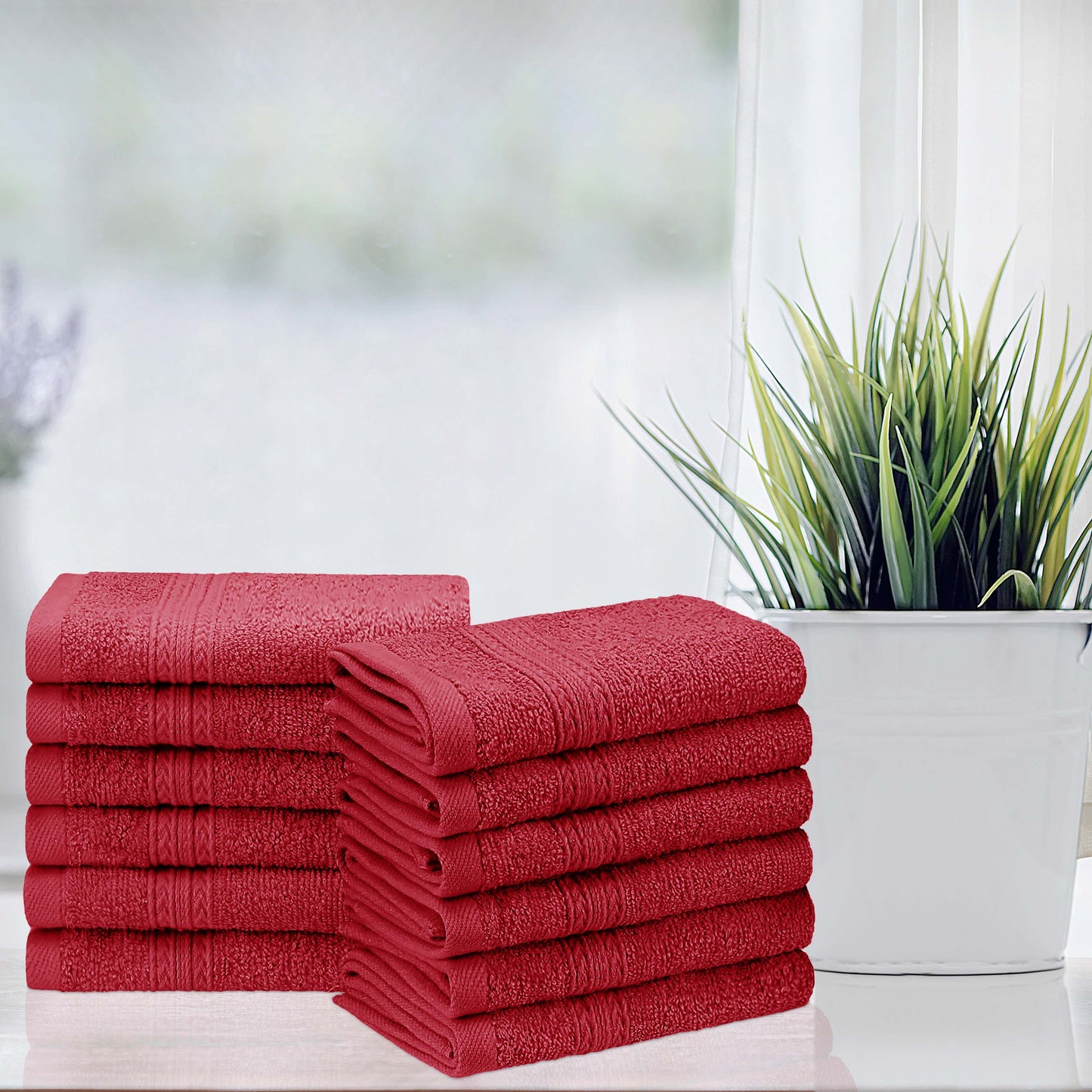 Eco-Friendly Ring Spun Cotton Towel Set - Cranberry