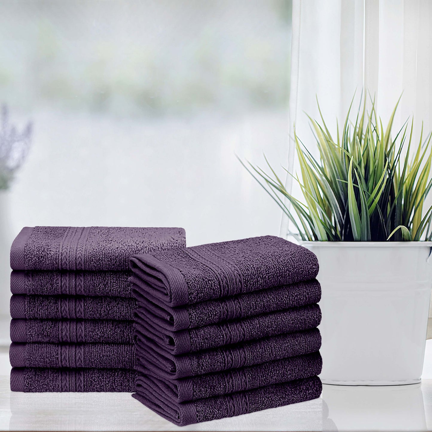 Eco-Friendly Ring Spun Cotton Towel Set - Eggplant