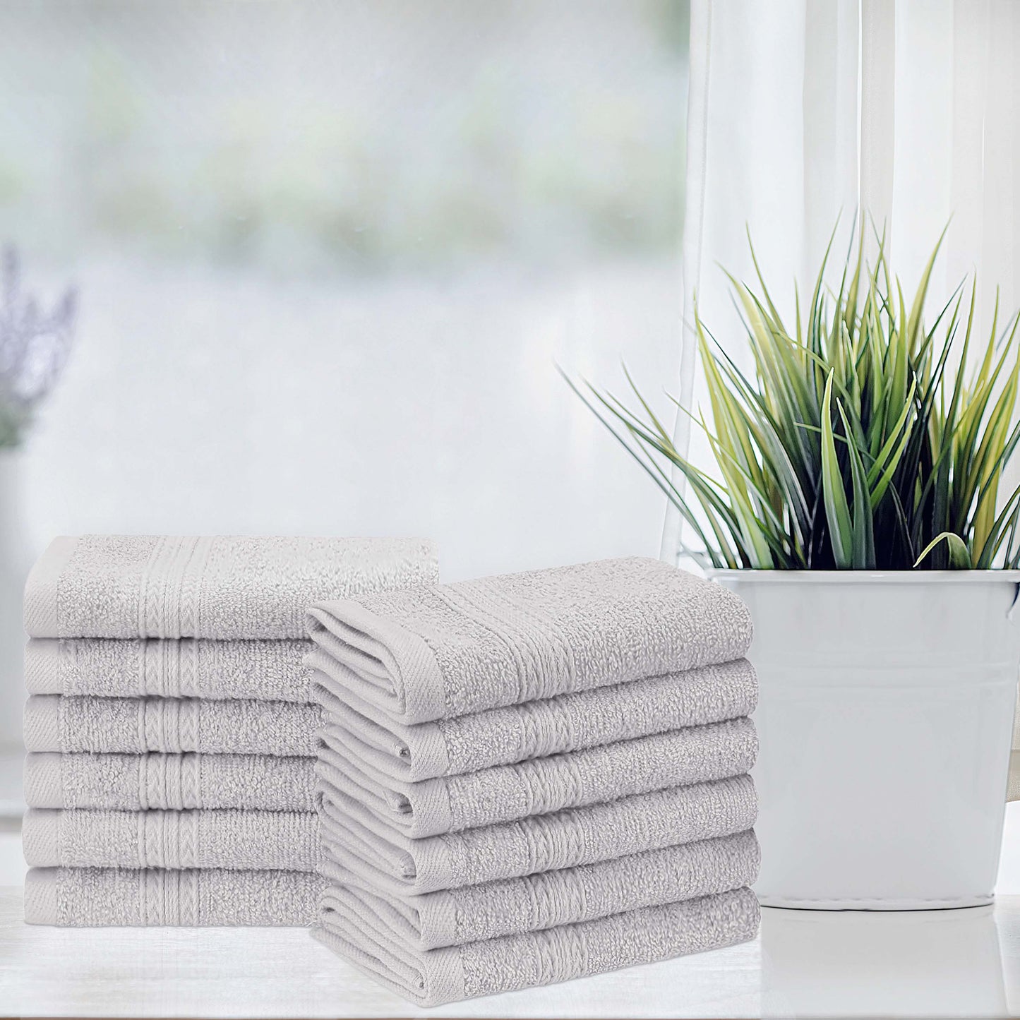 Eco-Friendly Ring Spun Cotton Towel Set - Silver