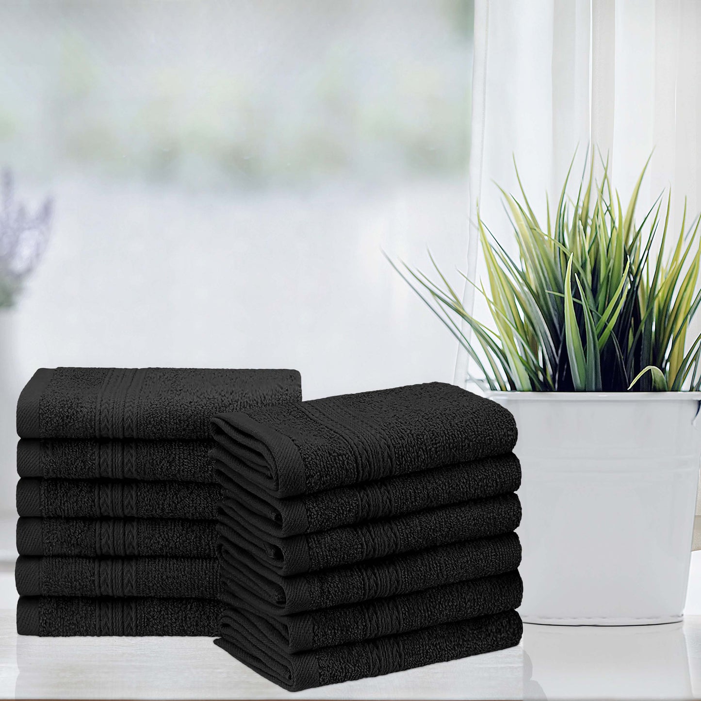 Eco-Friendly Ring Spun Cotton Towel Set - Black