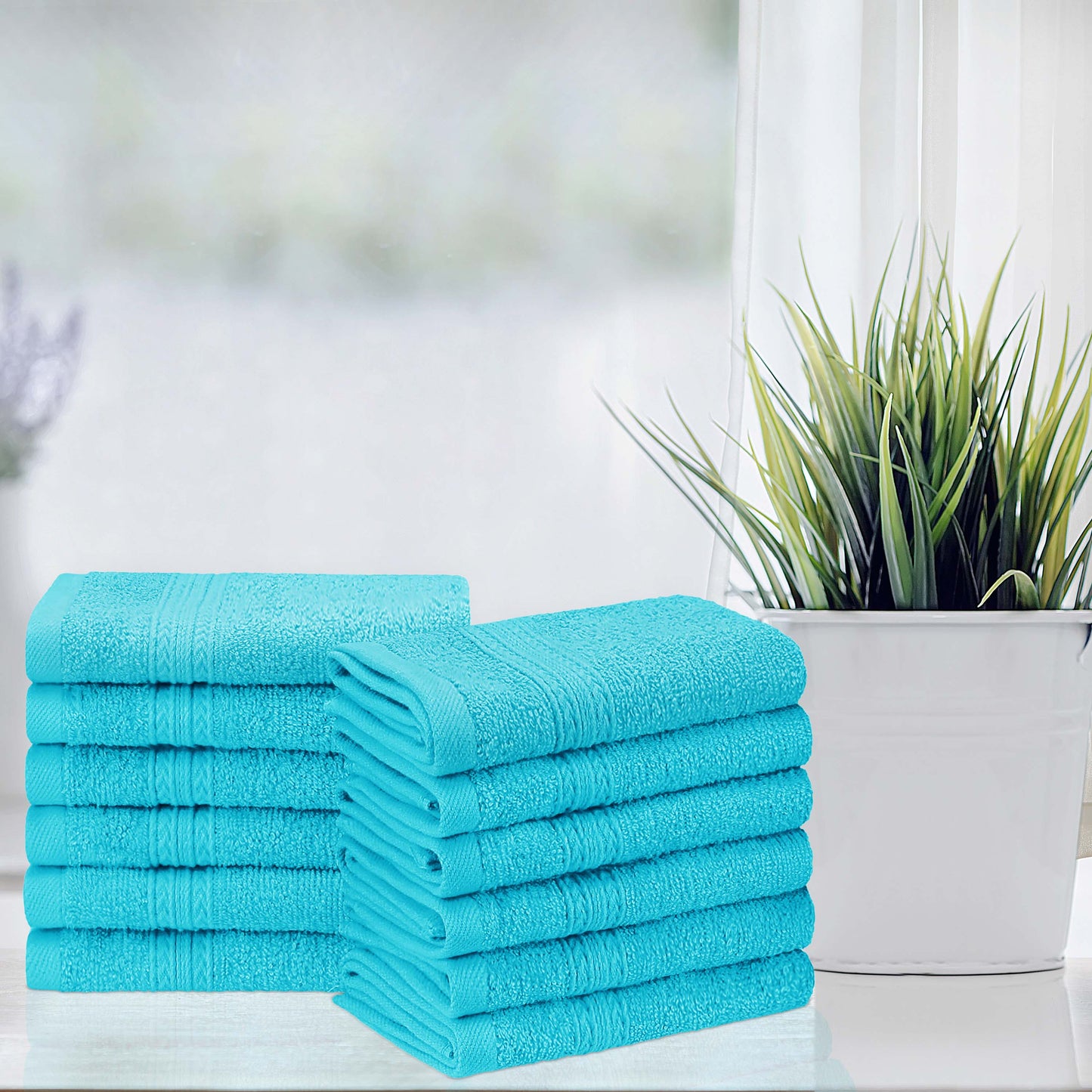 Eco-Friendly Ring Spun Cotton Towel Set - Turquoise