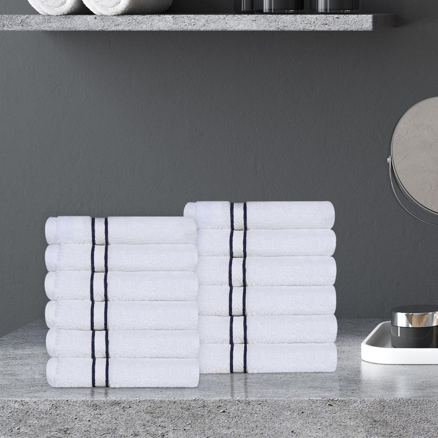 Ultra-Plush Turkish Cotton Hotel Collection Super Absorbent Solid Luxury Bathroom Set - Navy Blue