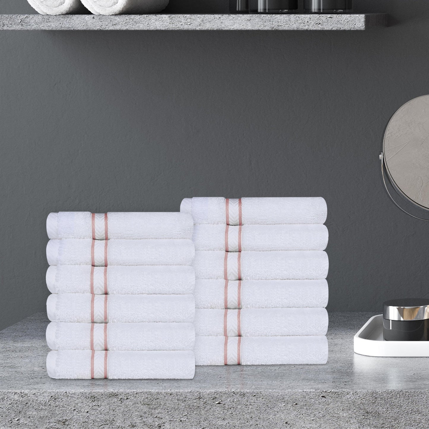 Ultra-Plush Turkish Cotton Hotel Collection Super Absorbent Solid Luxury Bathroom Set - Tea Rose