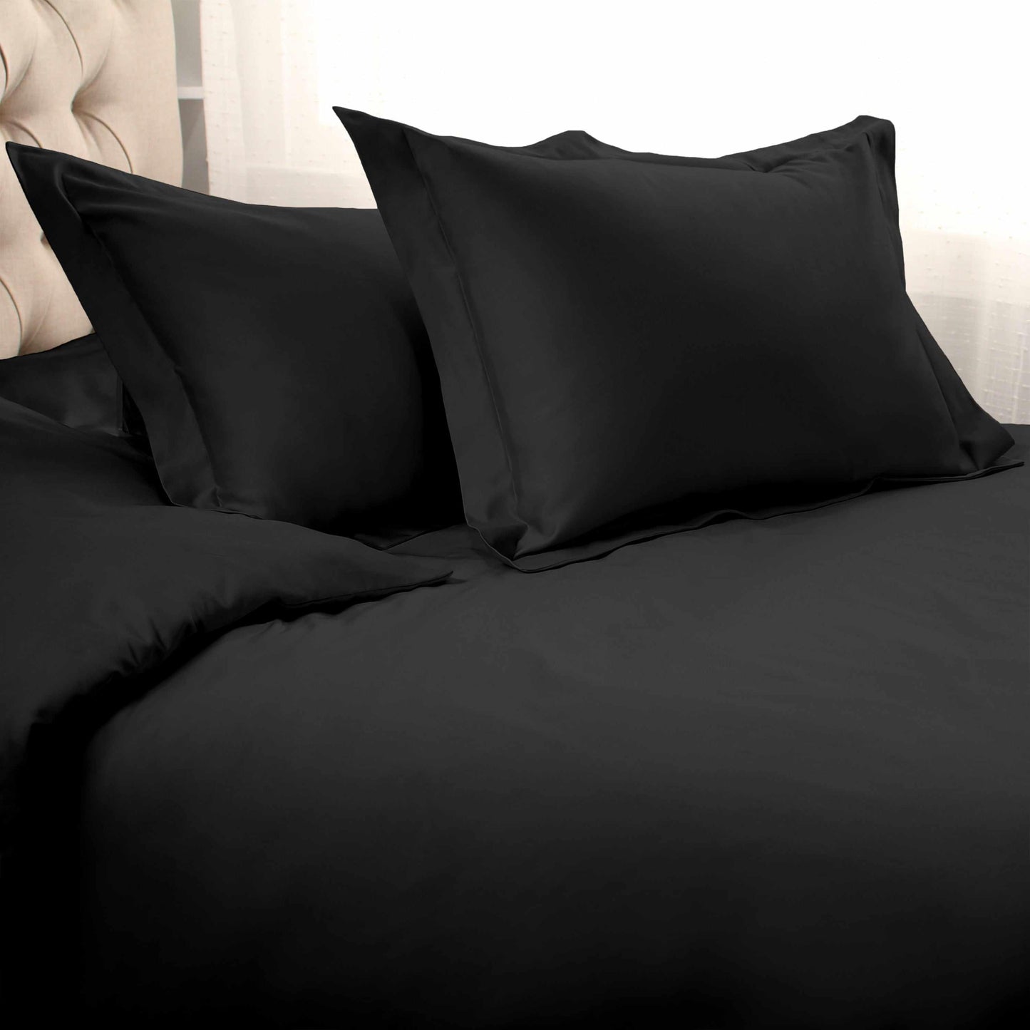 Superior Solid 1500 Thread Count Egyptian Cotton Duvet Cover Set - Black