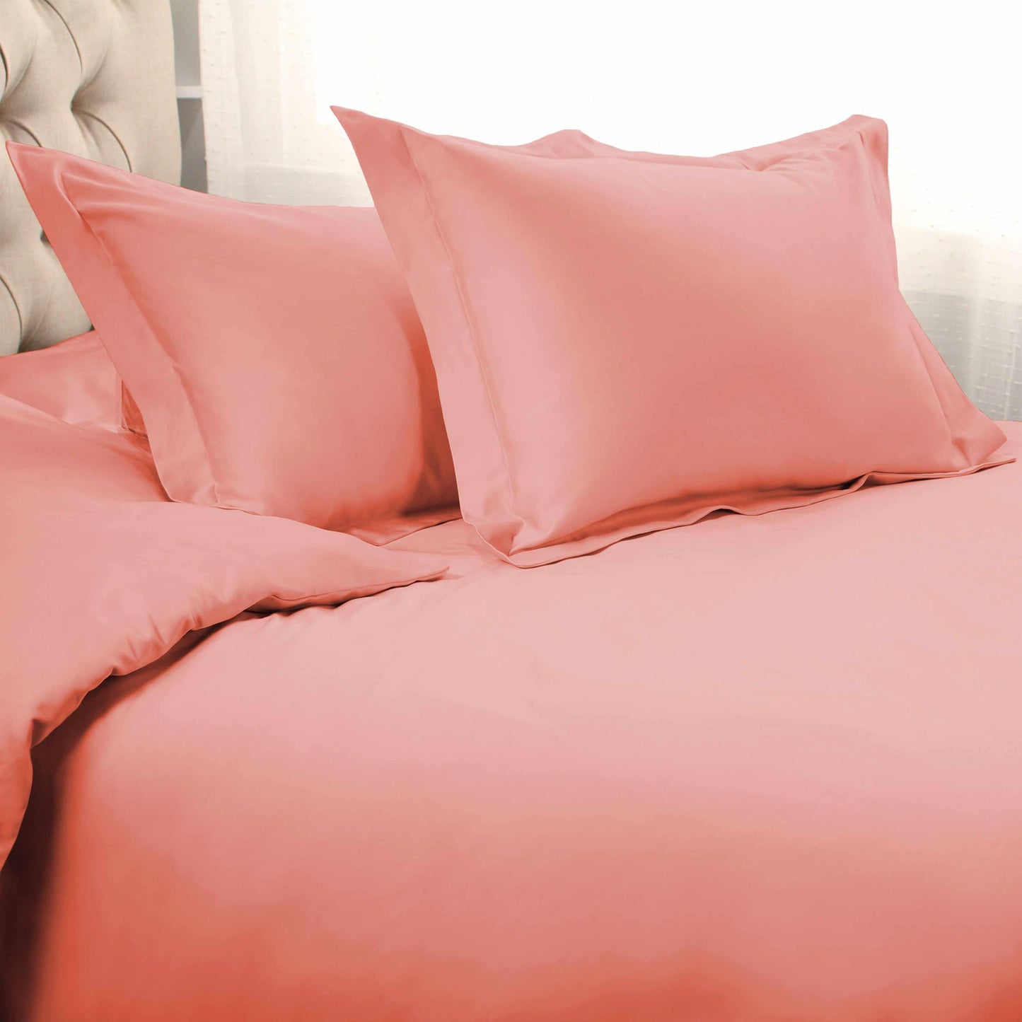 Superior Solid 1500 Thread Count Egyptian Cotton Duvet Cover Set - Dusted Rose