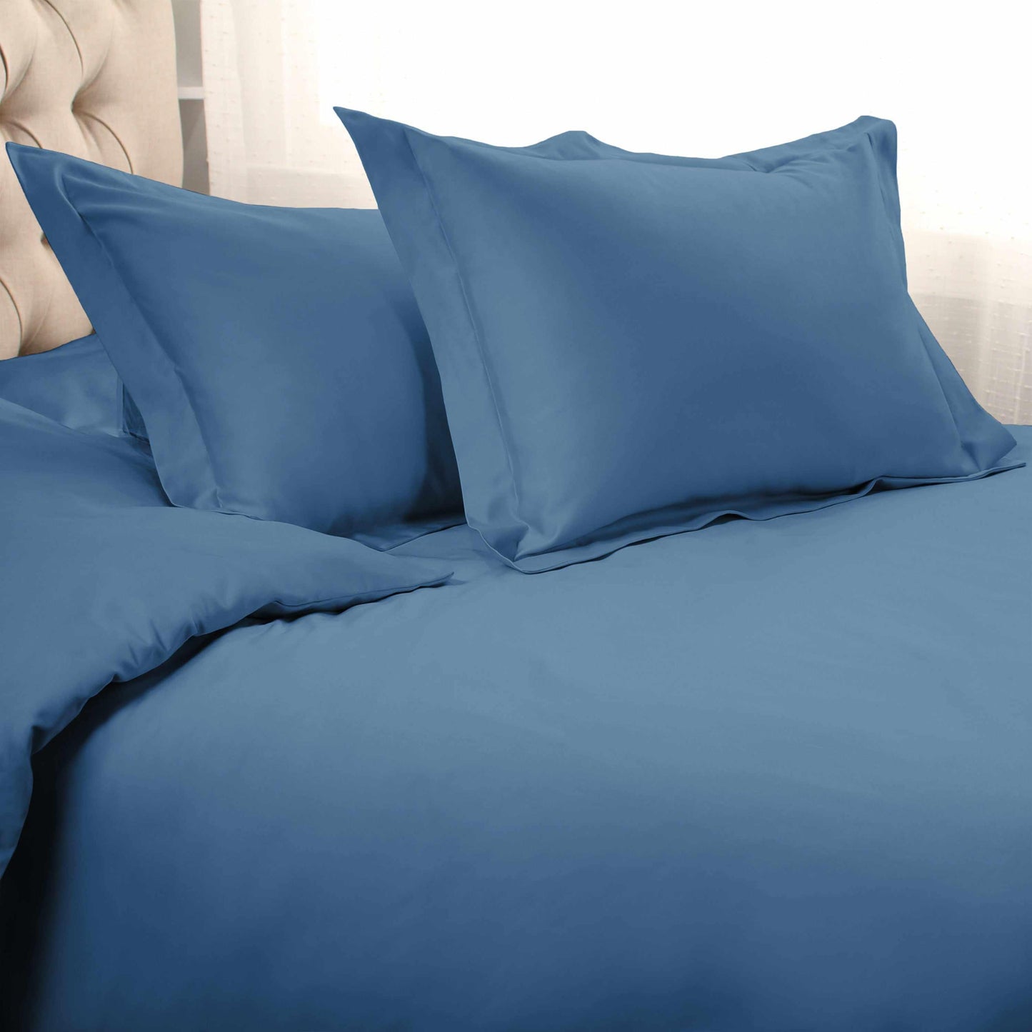 Superior Solid 1500 Thread Count Egyptian Cotton Duvet Cover Set - Medium Blue