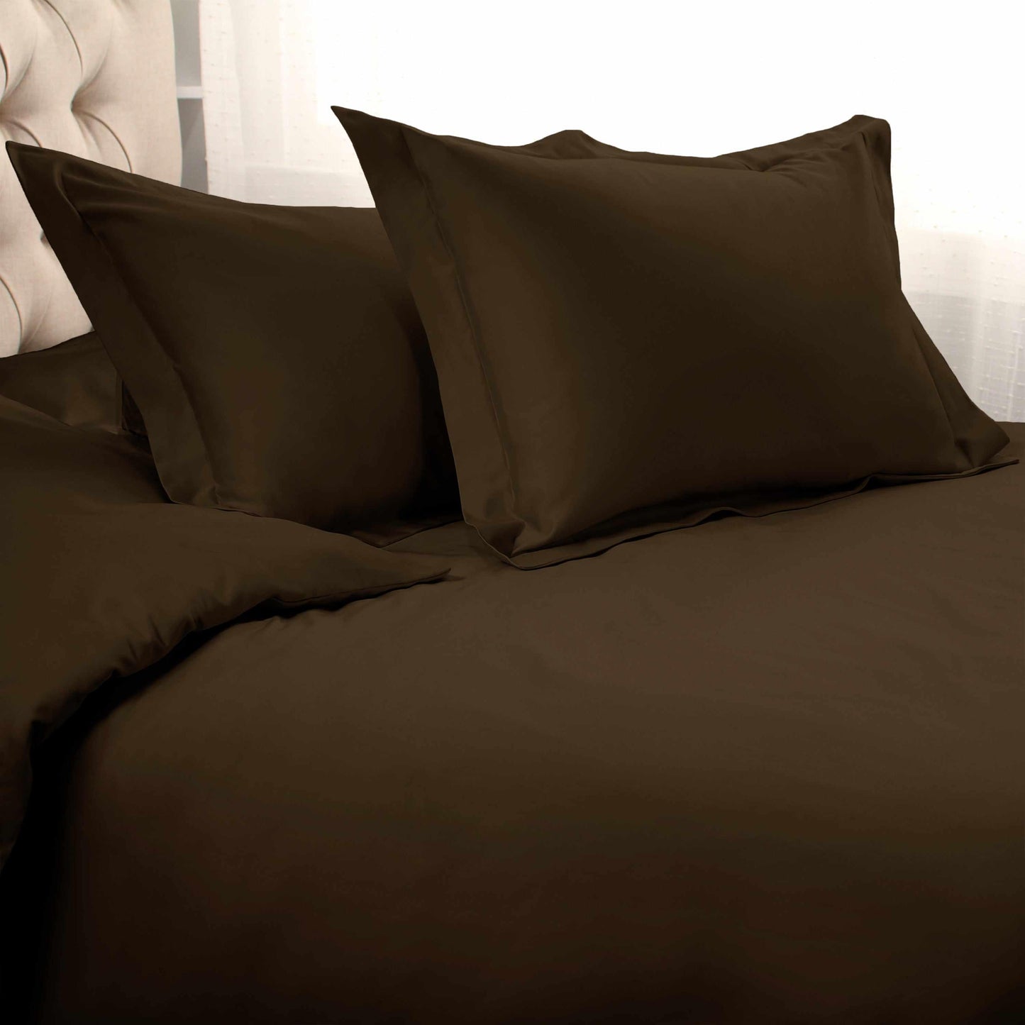 Superior Solid 1500 Thread Count Egyptian Cotton Duvet Cover Set - Mocha