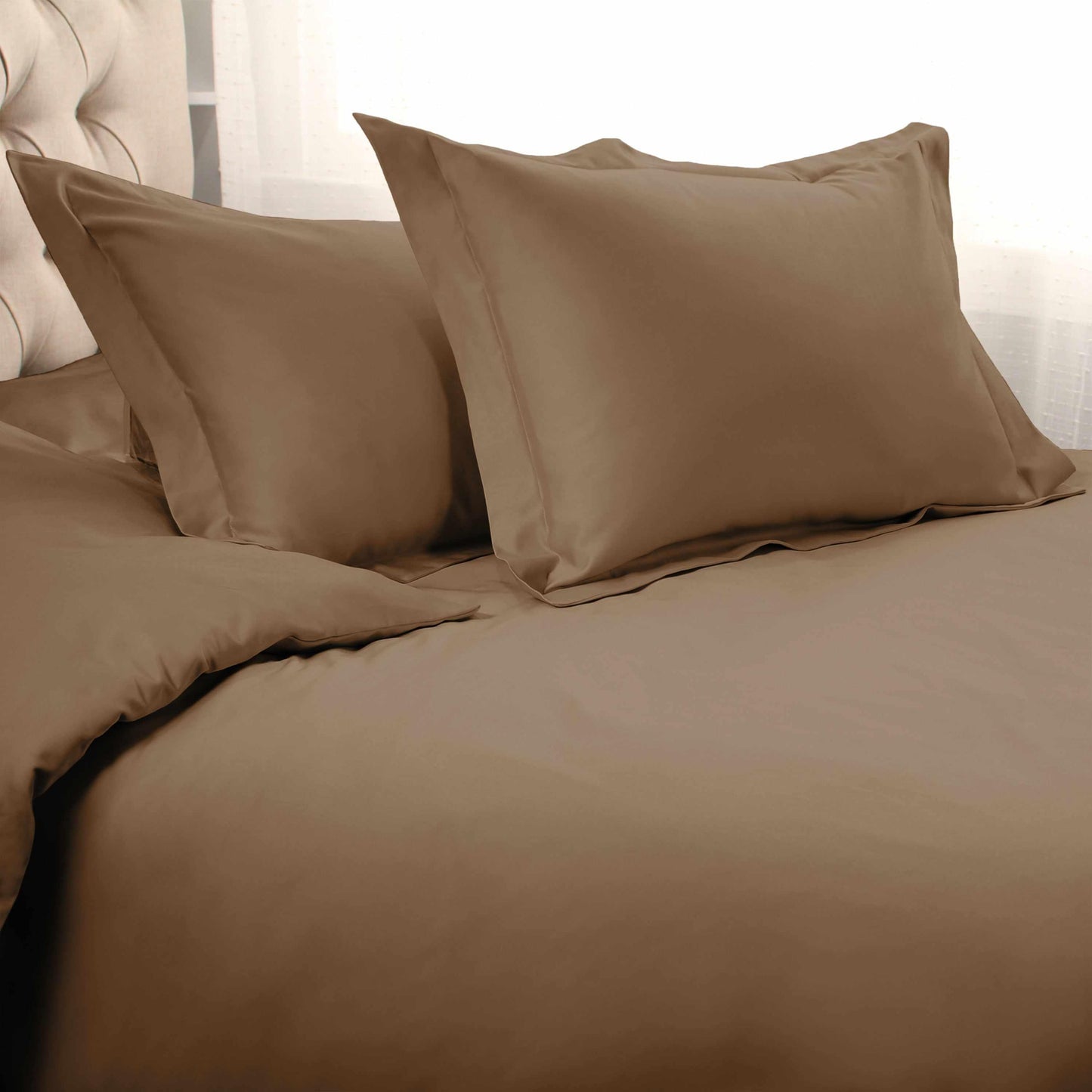 Superior Solid 1500 Thread Count Egyptian Cotton Duvet Cover Set - Taupe
