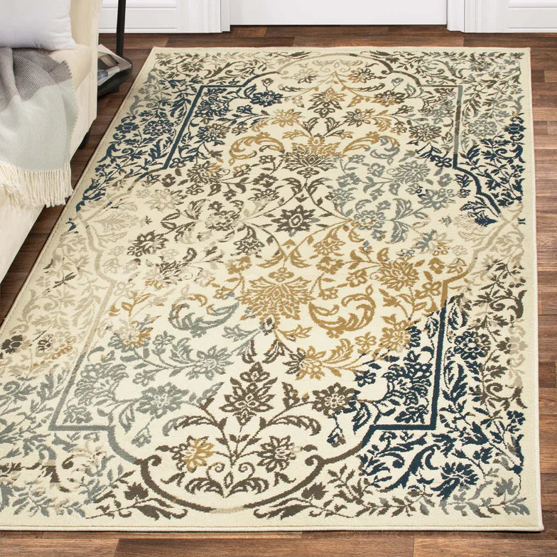 Ariza Oriental Floral Indoor Area Rug or Runner Rug - Ivory