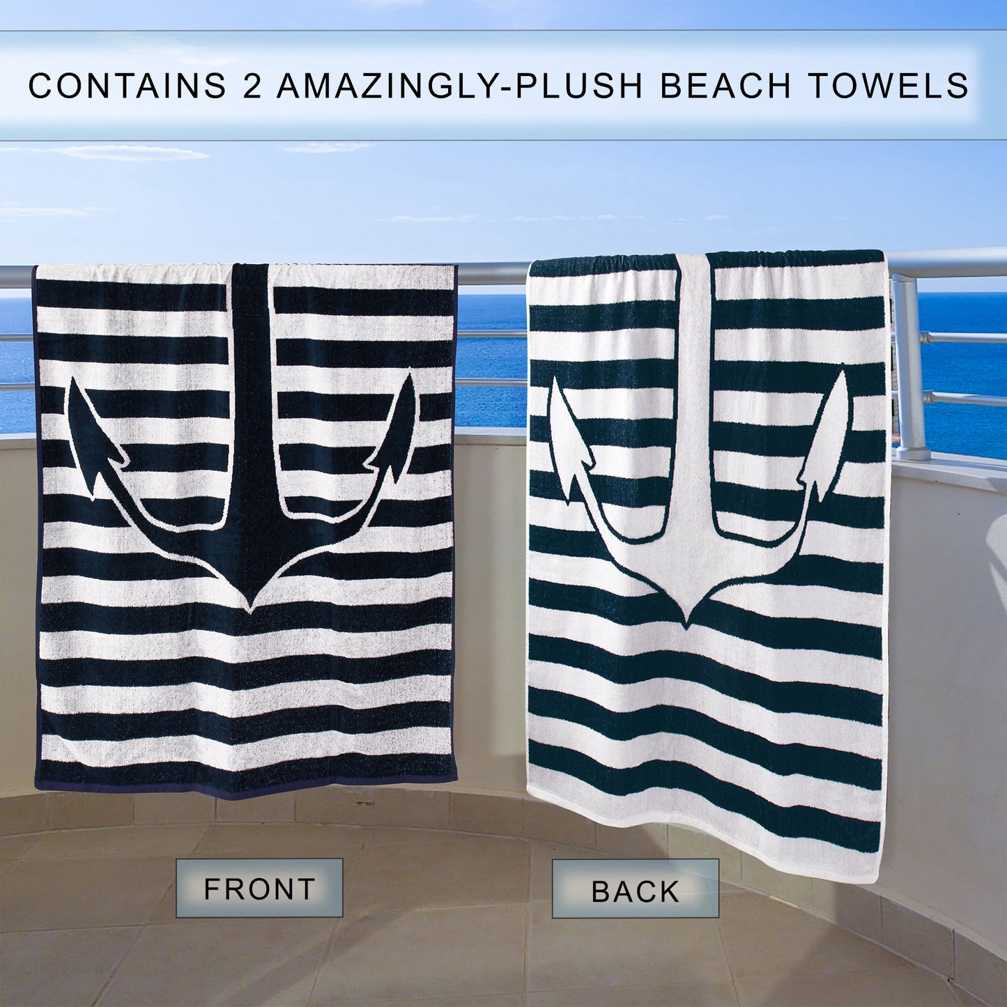 Yacht Club Egyptian Cotton Oversized 4 Piece Beach Towel Set