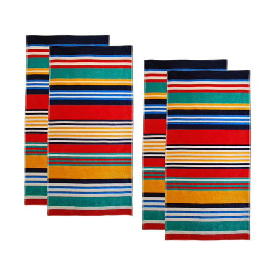 Cotton Multicolored Striped Oversized 4 Piece Beach Towel