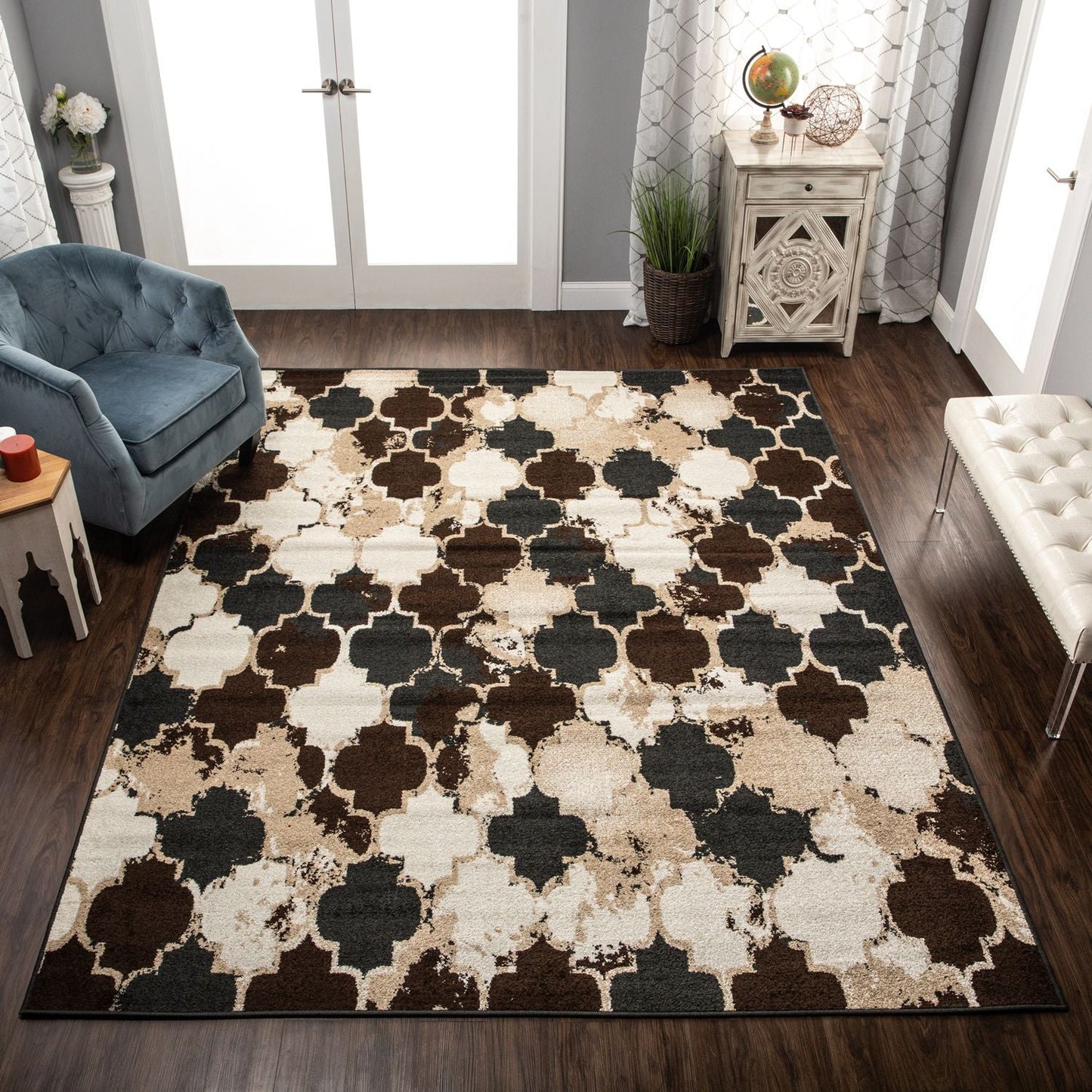 Makinley Heavily Distressed Moroccan Trellis Area Rug