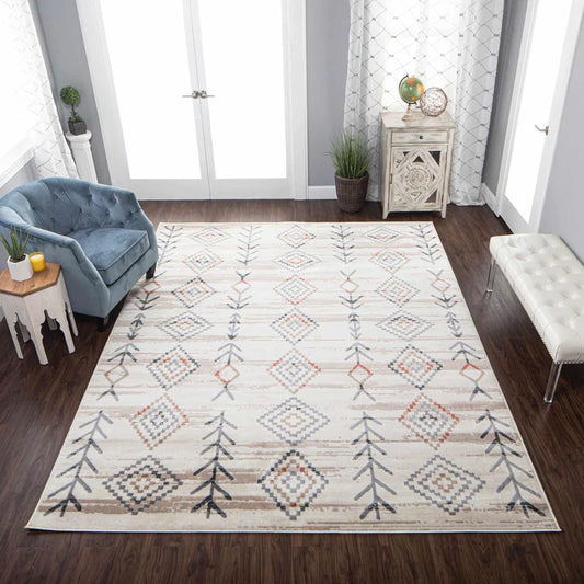 Gared Traditional Southwestern Tribal Area Rug - Bone