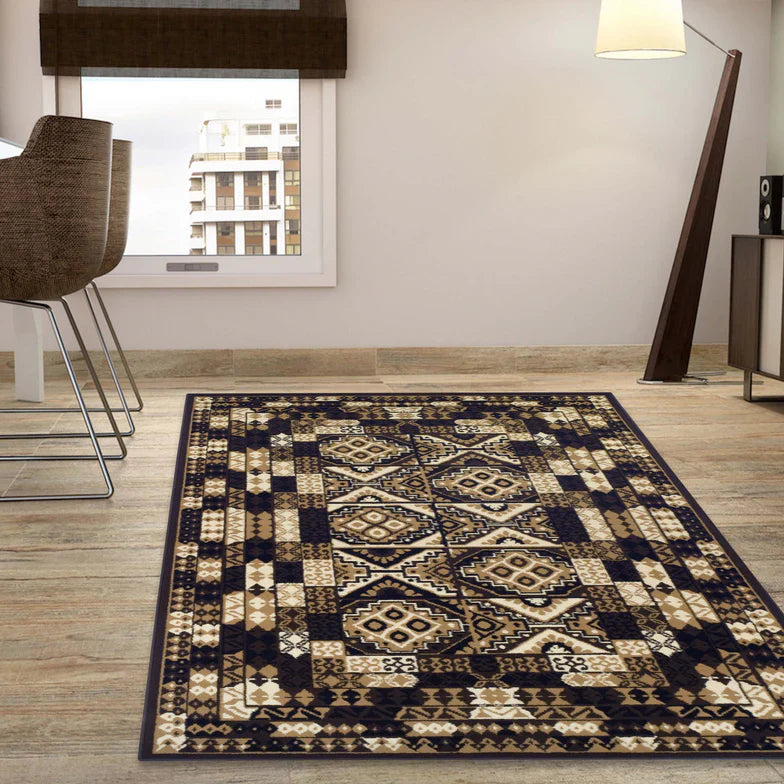 Tribal Geometric Mosaic Indoor Area Rug or Runner Rug - Green
