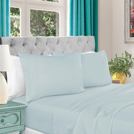 Superior Egyptian Cotton 1000 Thread Count Extra Deep Pocket Solid Sheet Set - Light Blue