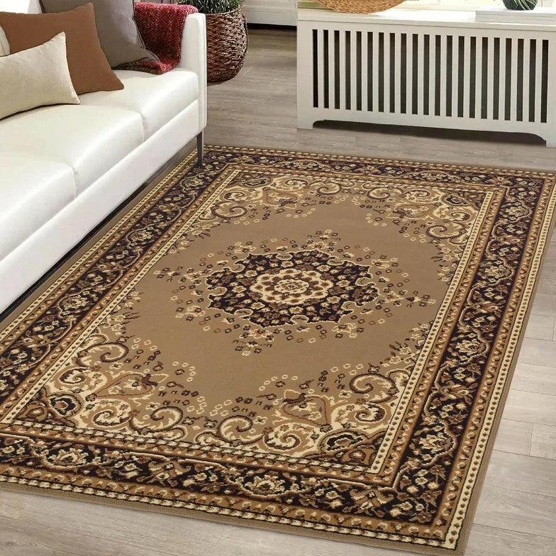 Leopold Formal Medallion Indoor Area Rug Or Runner Rug - Gold