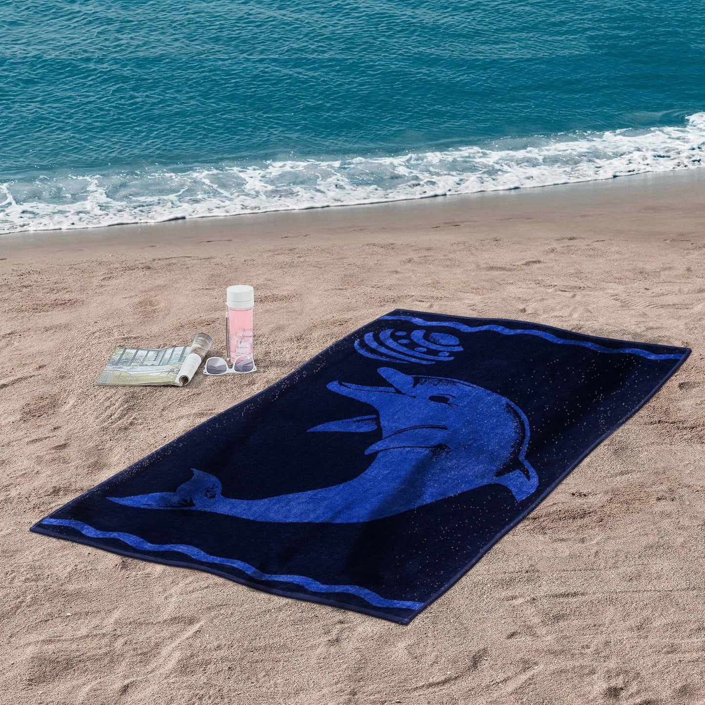 Play Dolphin Oversized Cotton 4 Piece Beach Towel Set
