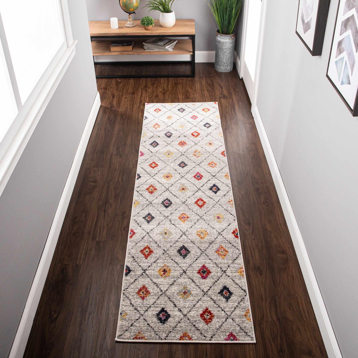 Tavon Bohemian Geometric Diamond Lattice Indoor Area Rug - Sandstone
