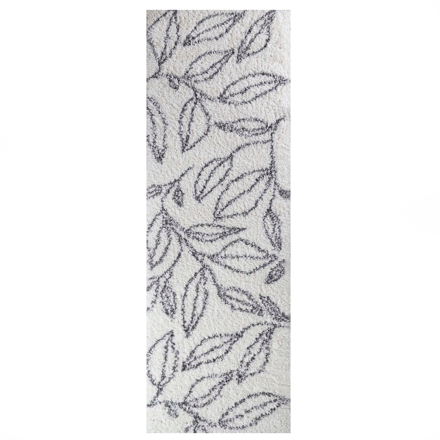 Superior Botanical Indoor Plush Shag Transitional Area Rug - Cream-Black