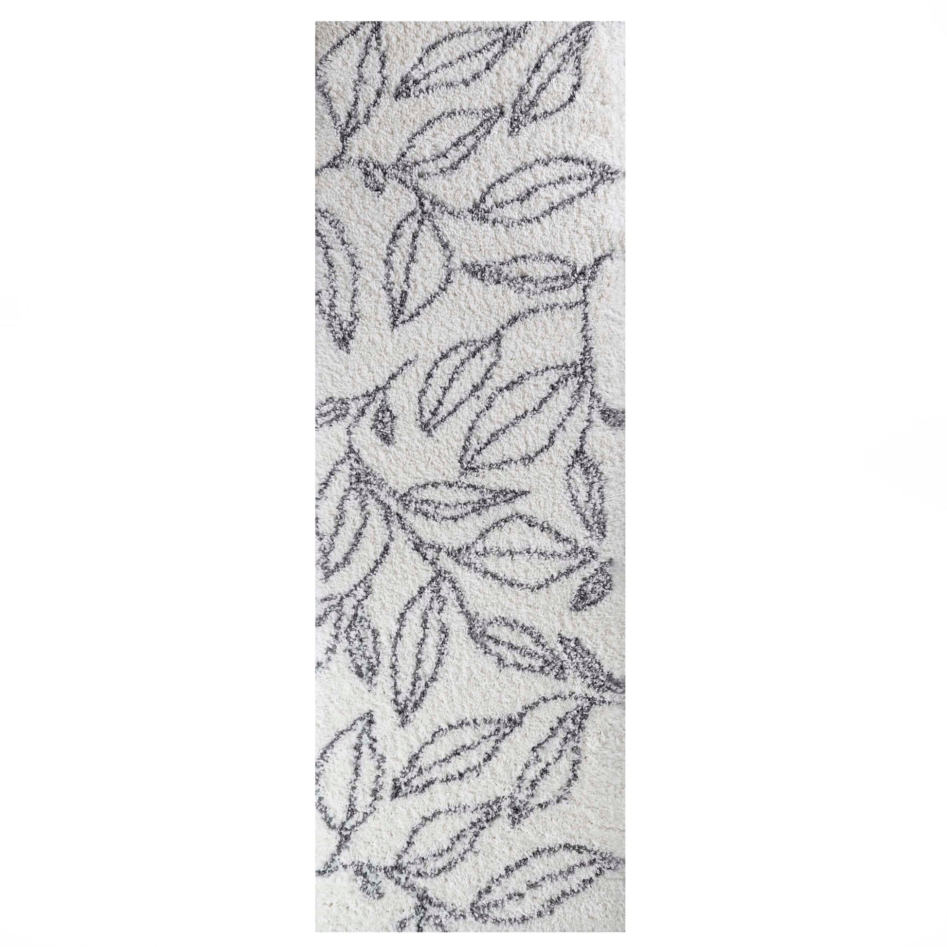 Superior Botanical Indoor Plush Shag Transitional Area Rug - Cream-Black