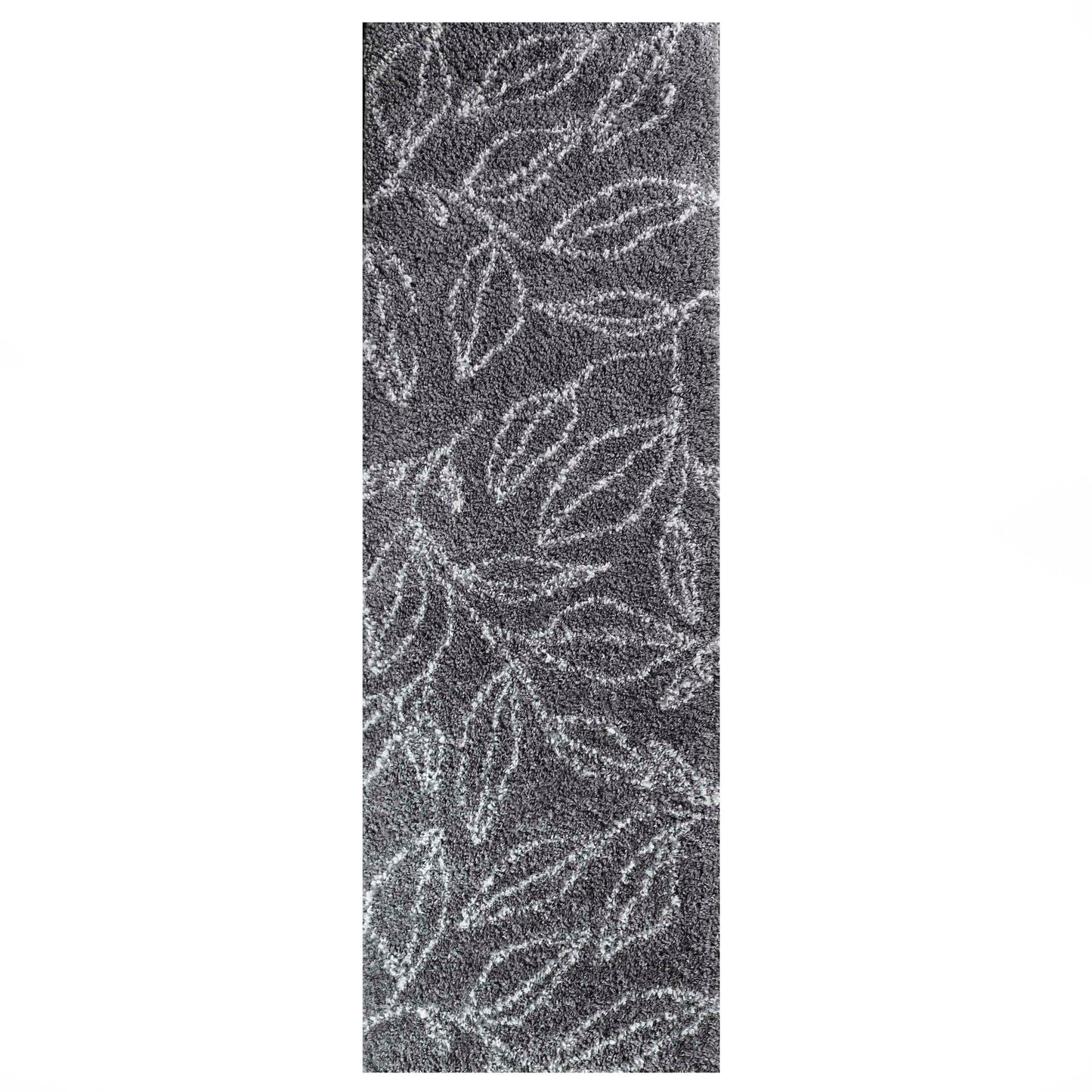 Superior Botanical Indoor Plush Shag Transitional Area Rug -Cream-Grey