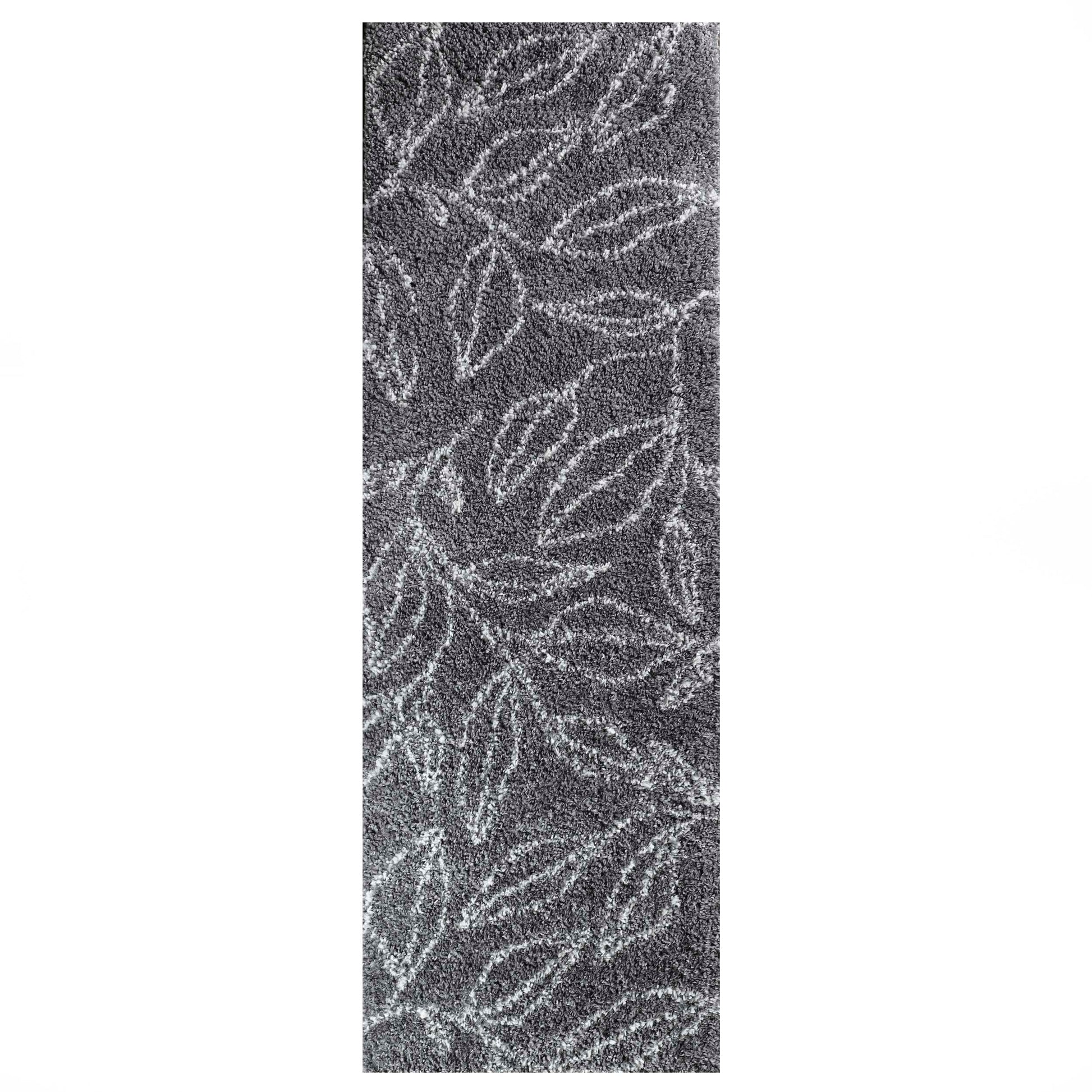 Superior Botanical Indoor Plush Shag Transitional Area Rug -Cream-Grey
