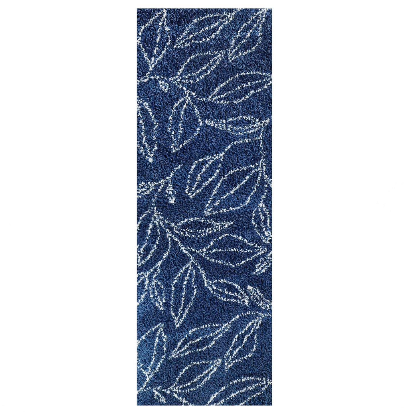 Superior Botanical Indoor Plush Shag Transitional Area Rug - Cream-Blue