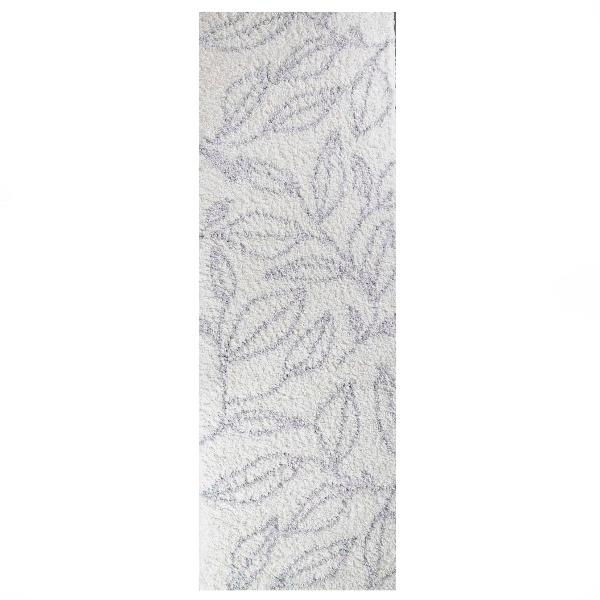 Superior Botanical Indoor Plush Shag Transitional Area Rug - Grey-Cream