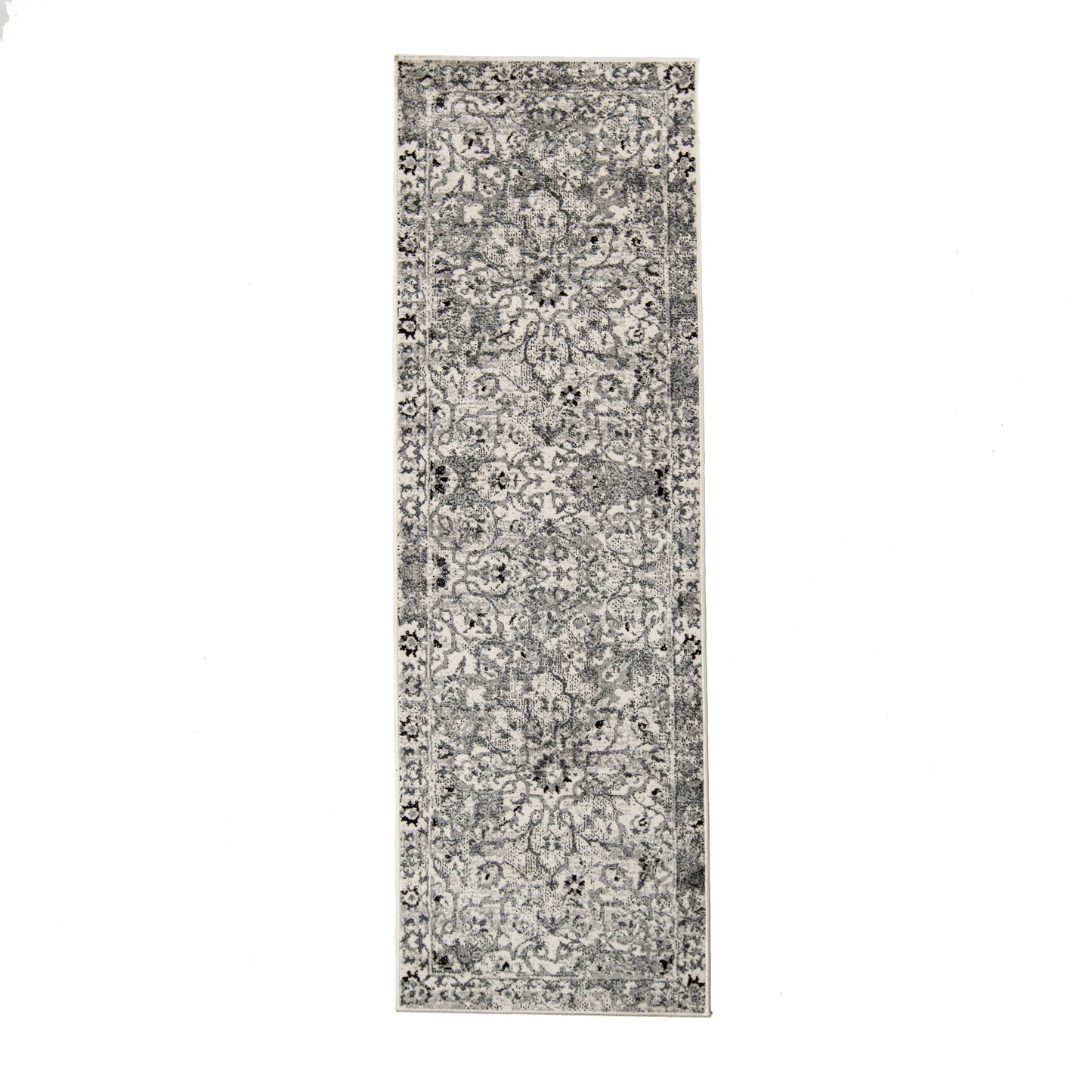 Caine Distressed Florals Modern Indoor Area Rug - Platinum