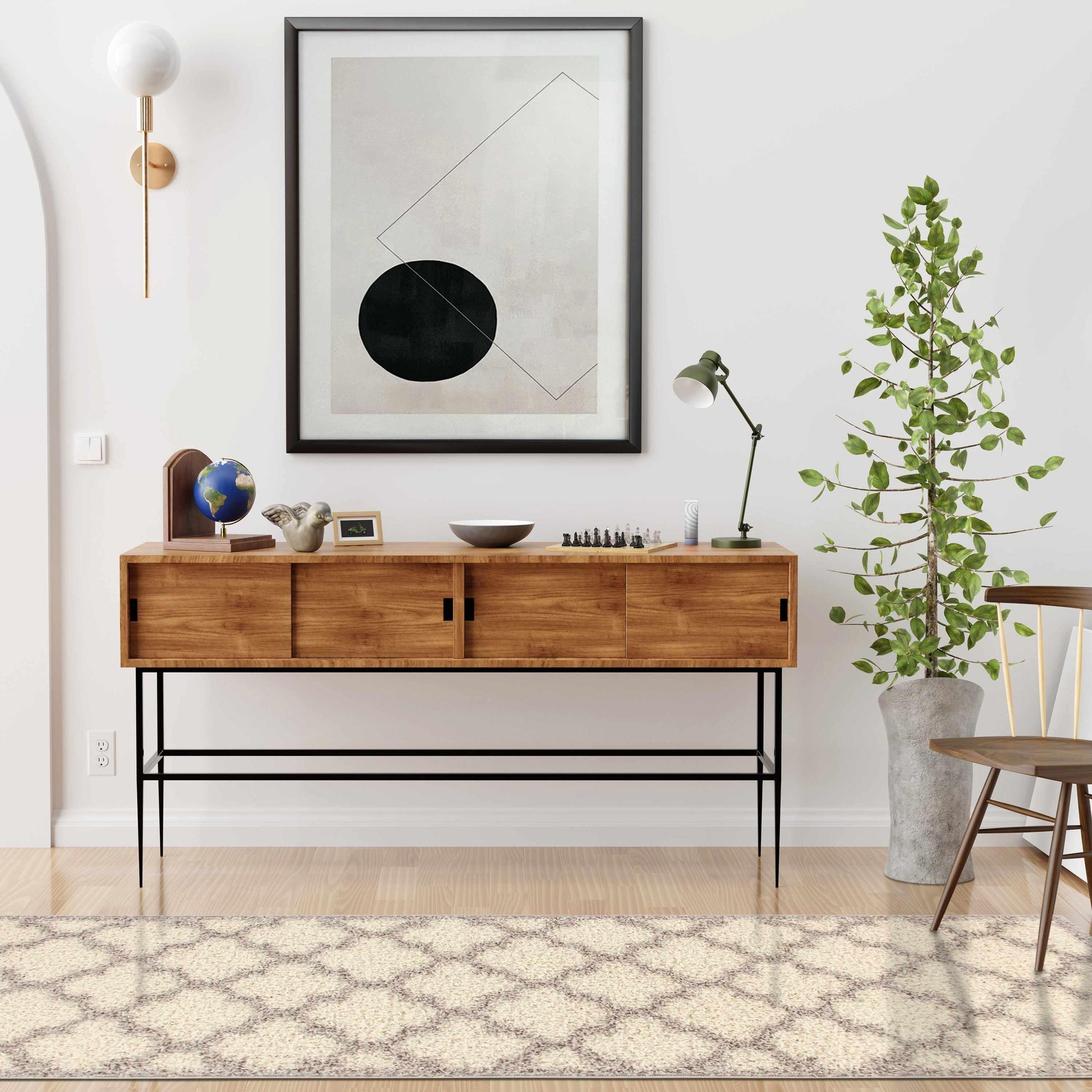 Superior Bengali Modern Geometric Lattice Trellis Indoor Shag Area Rug - Grey