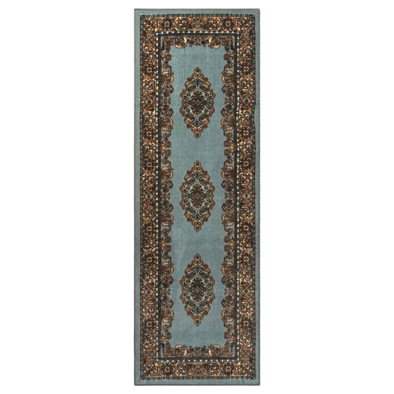 Aviva Non-Slip Floral Medallion Indoor Washable Area Rug or Runner Rug