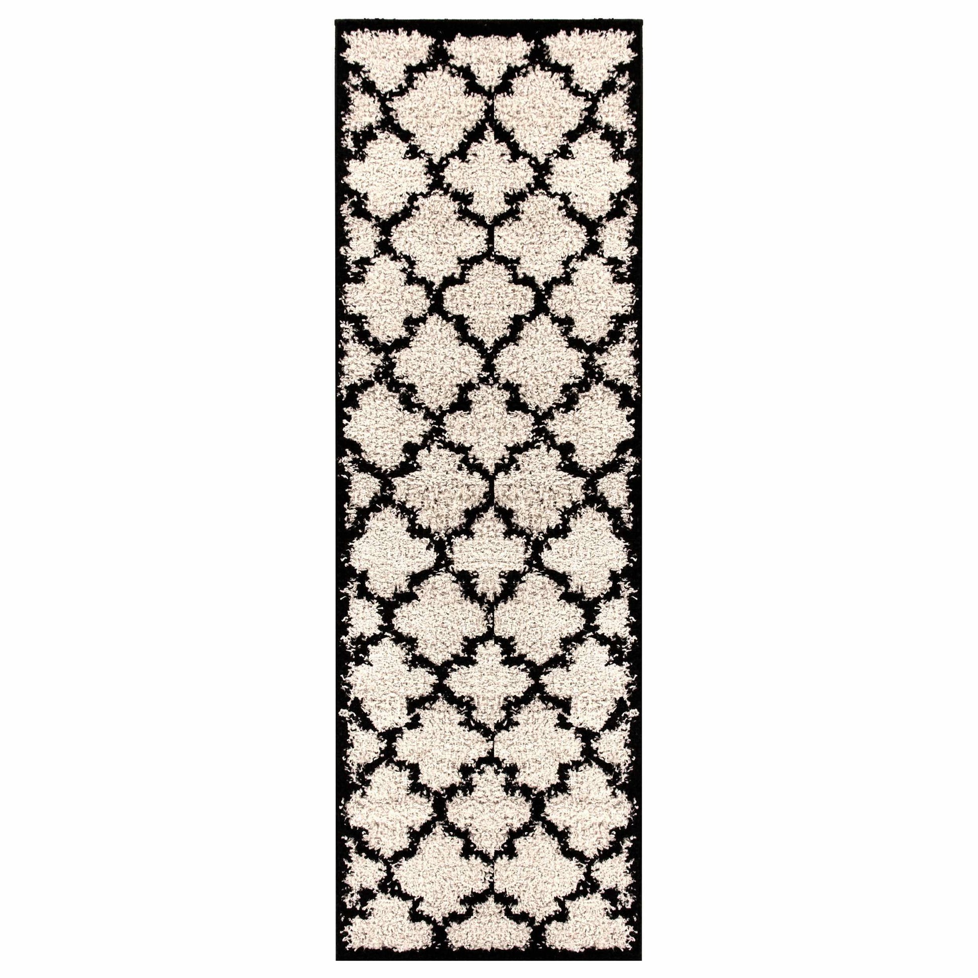 Superior Bengali Modern Geometric Lattice Trellis Indoor Shag Area Rug - Charcoal