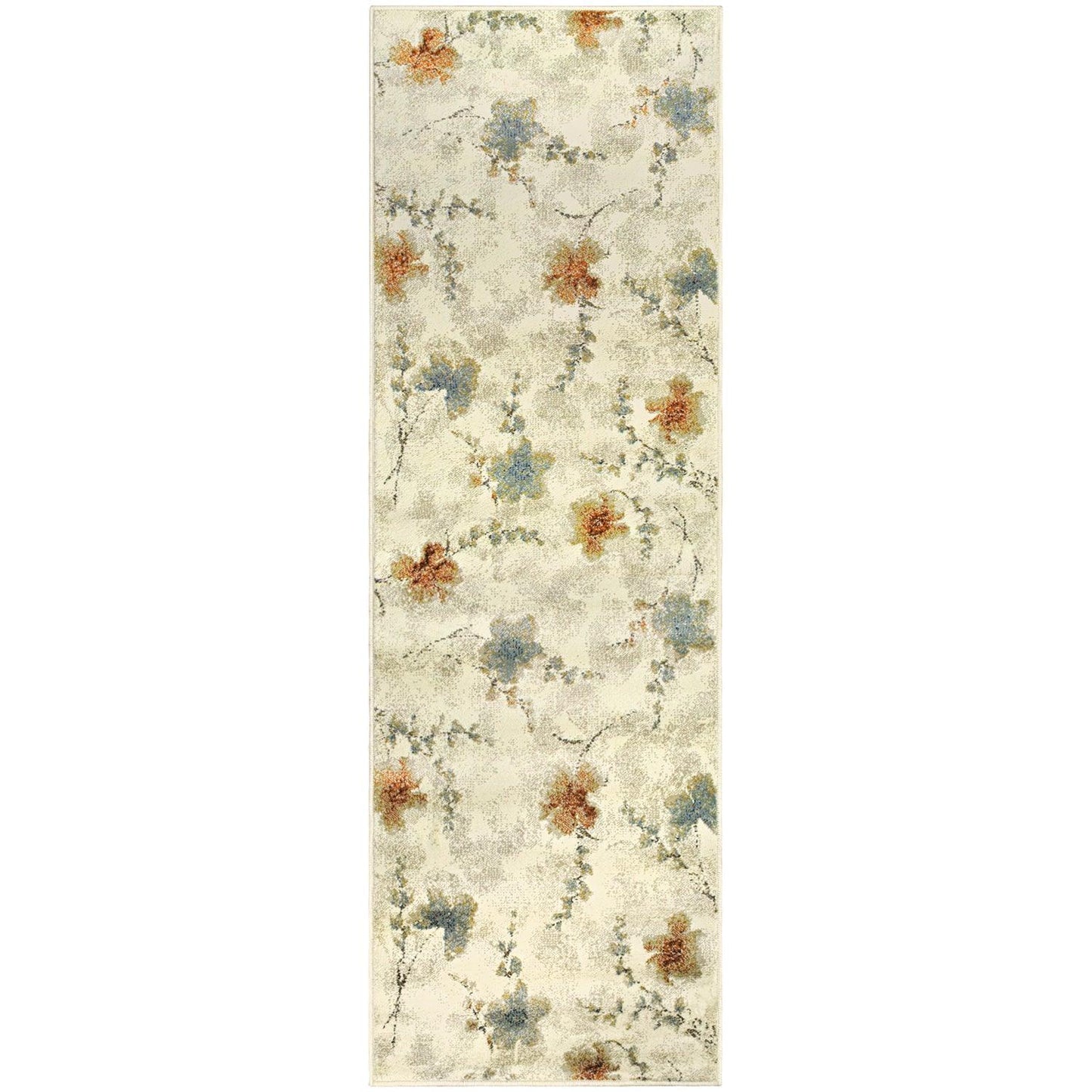 Superior Fiore Modern Oriental Floral Area Rug - Stone