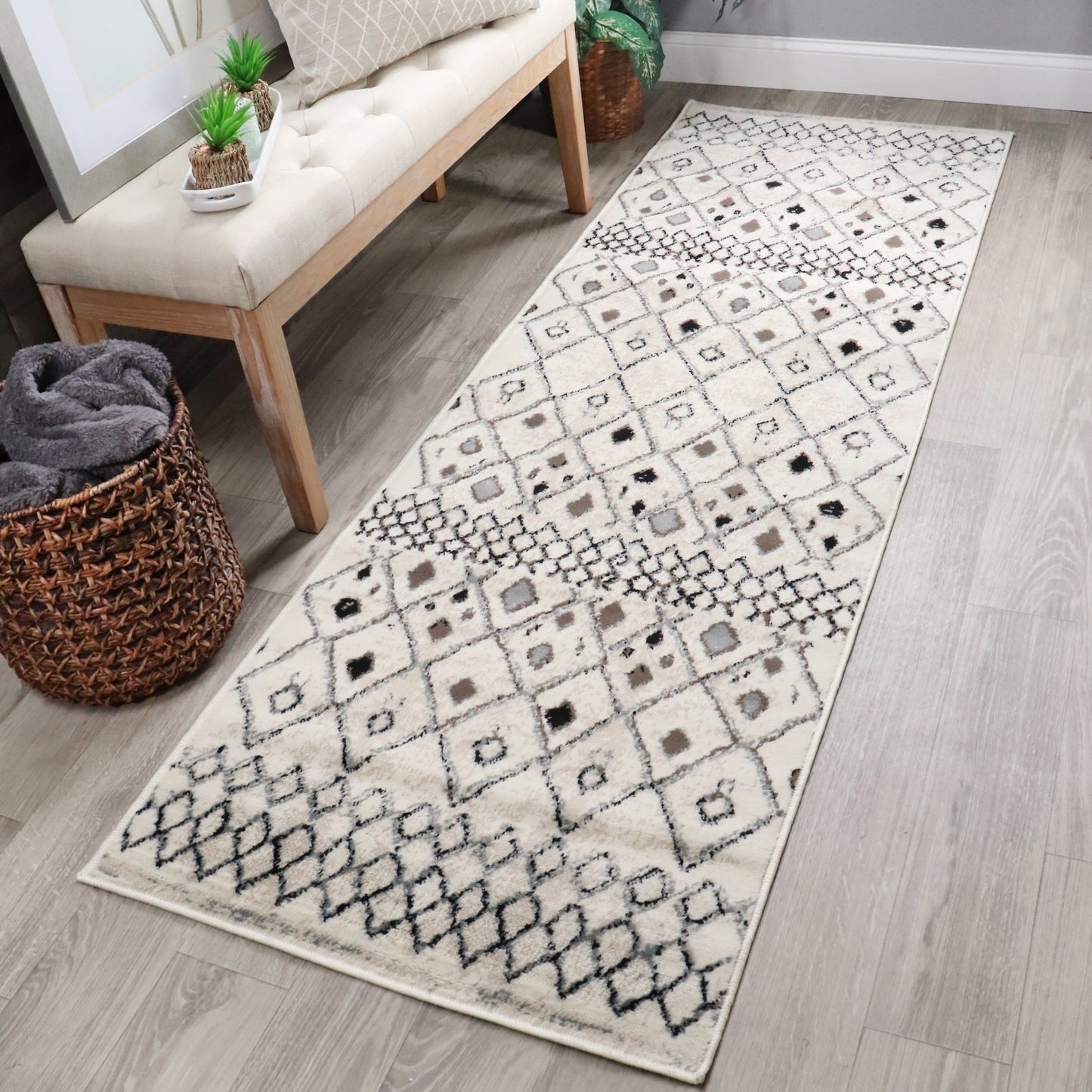 Tripp Modern Lattice Jute Backing Indoor Area Rug - Slate